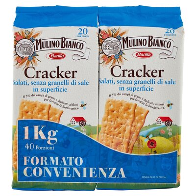 Mulino Bianco Crackers non salati pacco doppio 1 kg.