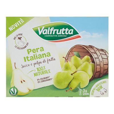 Valfrutta Pera Succo e Polpa di frutta 200 ml x 3