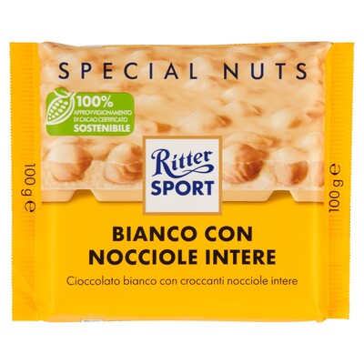 Ritter Sport Cioccolato bianco con nocciole intere 100 gr.