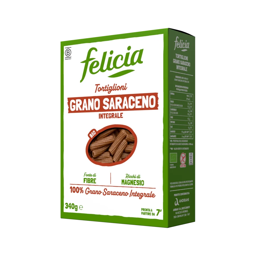 Felicia Tortiglioni Pasta Bio Grano Saraceno Integrale 340 Gr