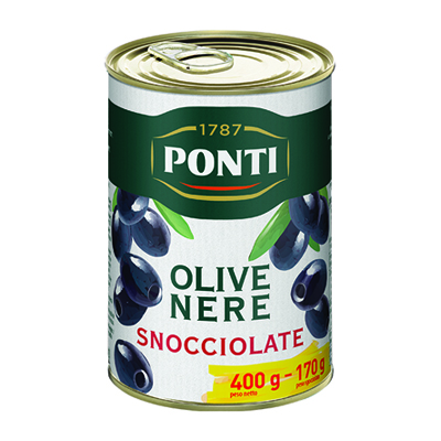 Ponti Olive nere snocciolate 400 gr.