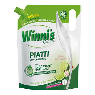 Winni's Detersivo Piatti Concentrato Ecoformato Lime e Fior di Mela 900 Ml