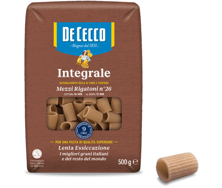 De Cecco Mezzi Rigatoni Integrali n°26