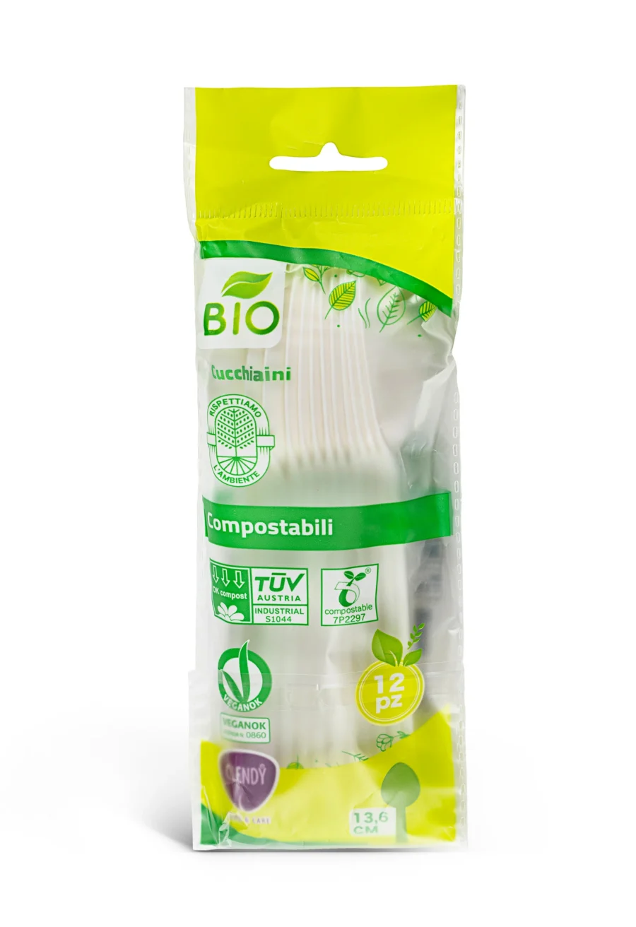 Clendy Cucchiaini Compostabili Bianchi 12 Pezzi