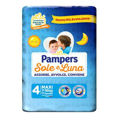 Pampers Sole e Luna Taglia 4 Maxi 7-18 Kg 17 Pannolini