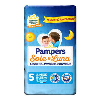 Pampers Sole e Luna Taglia 5 Junior 11-25 Kg 15 Pannolini