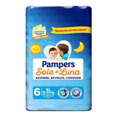Pampers Sole e Luna Taglia 6 Xl 15-30 Kg 13 Pannolini
