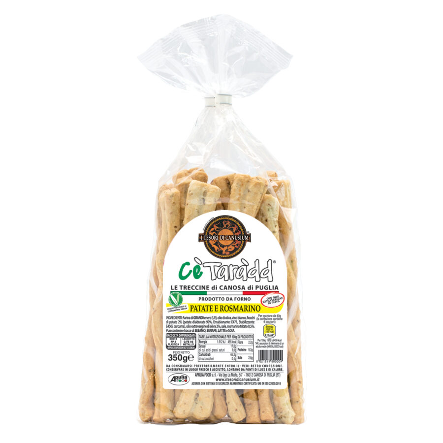 I Tesori di Canusium Treccine Patate e Rosmarino 350 Gr